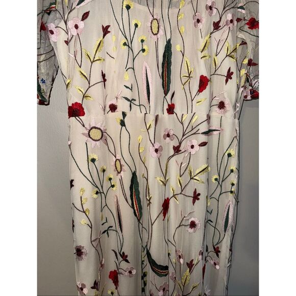 Juicy Couture Black Label Sz 8 Sheer Overlay Floral Embroidered Maxi Dress Fairy - Picture 6 of 13